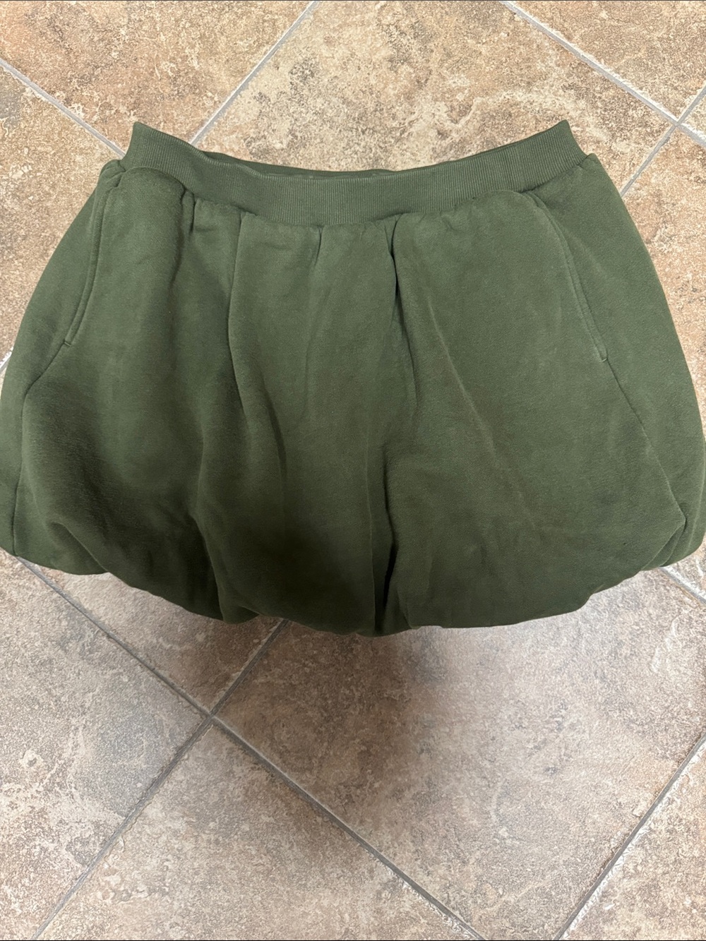 ARIE Pleated Bubble Skort in Olive Green
